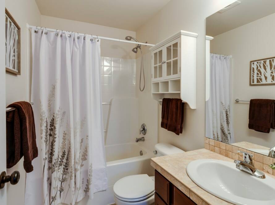 rectangular brown and white sink